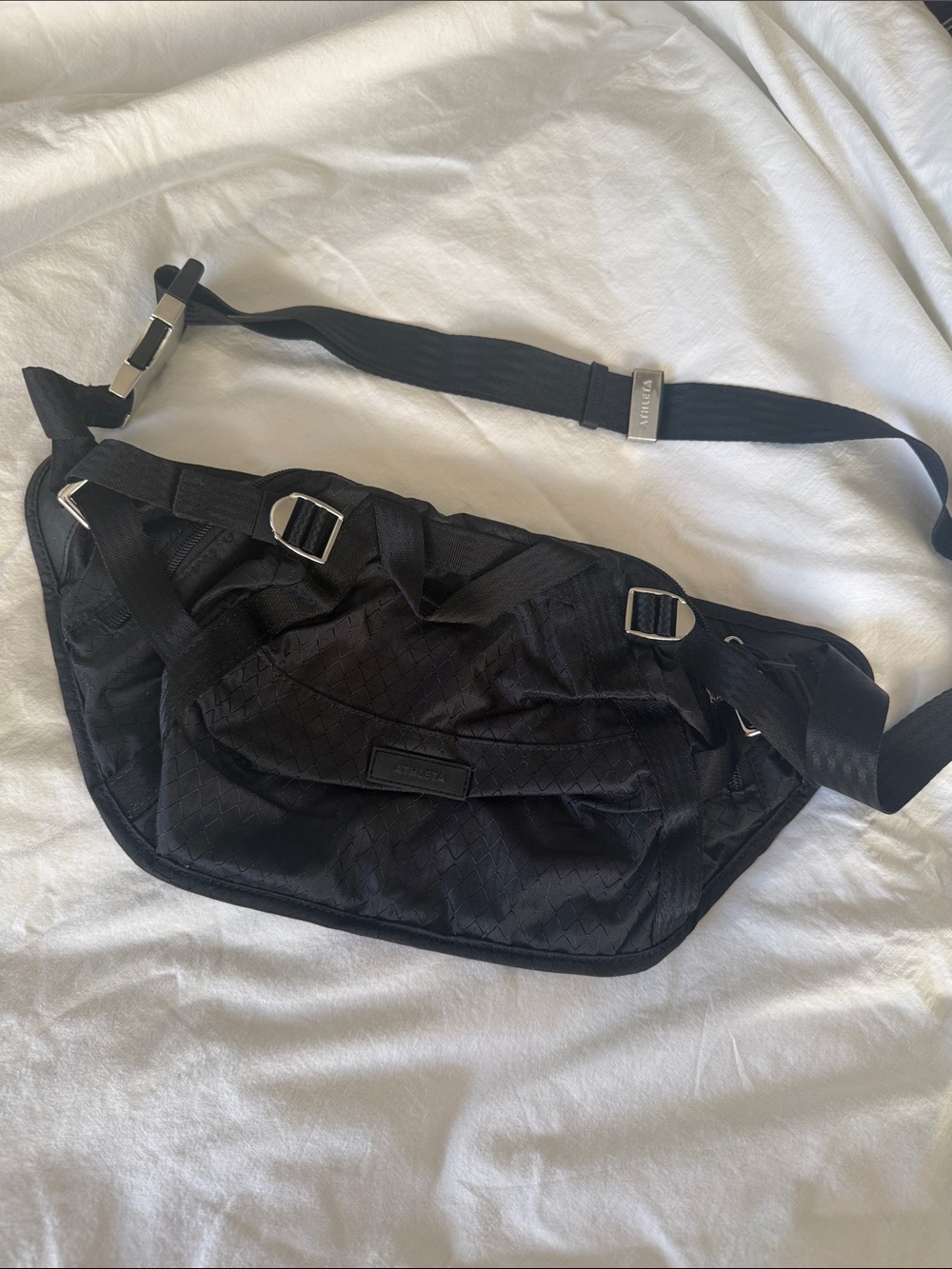 Athleta Excursion Large Belt Bag‎ Black Nylon Fanny Pack Waist Sling Purse